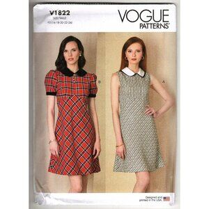 Vogue V1822 Misses 16 to 24 Empire Waist Dress Uncut Sewing Pattern